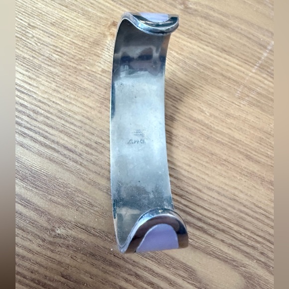 Shell Inlaid Silver Cuff Bracelet - Picture 3 of 3